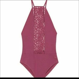 Victoria Secret bodysuit mauve floral lace moment